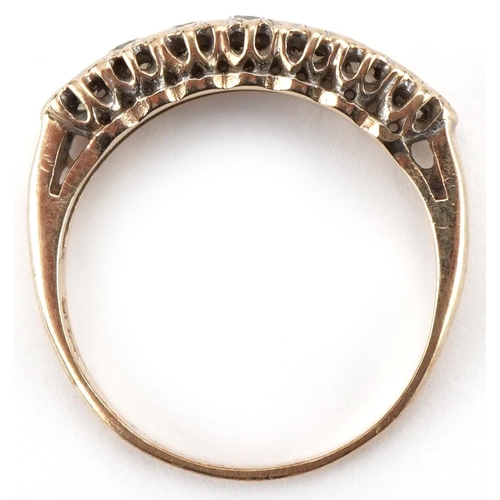 3010 - 9ct gold diamond half eternity ring set with seven diamonds, total diamond weight approximately 0.50... 