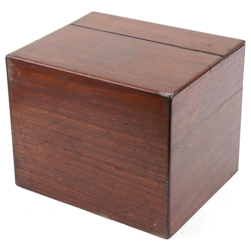 1379 - A late George III mahogany clerk's stationary box, 36cm H x 44cm W x 36cm D