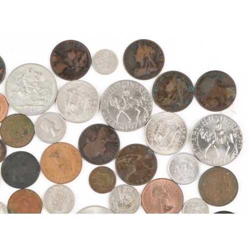 2418 - Predominantly British 19th century coins including Victorian 1846 and 1853 half pennies, Victorian p... 