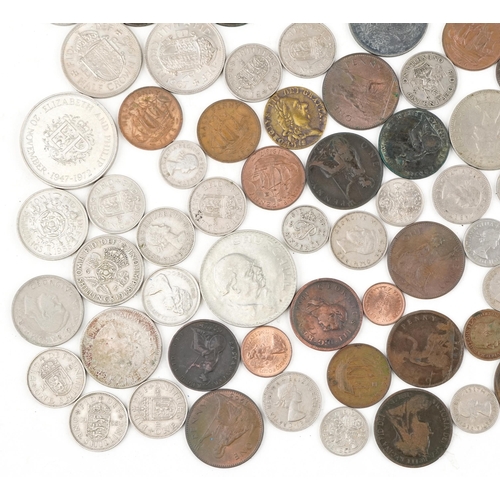 2418 - Predominantly British 19th century coins including Victorian 1846 and 1853 half pennies, Victorian p... 