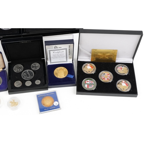 2437 - Proof coinage and commemorative medallions including Edward VIII 1936 boxed set, 2002 proof coin set... 