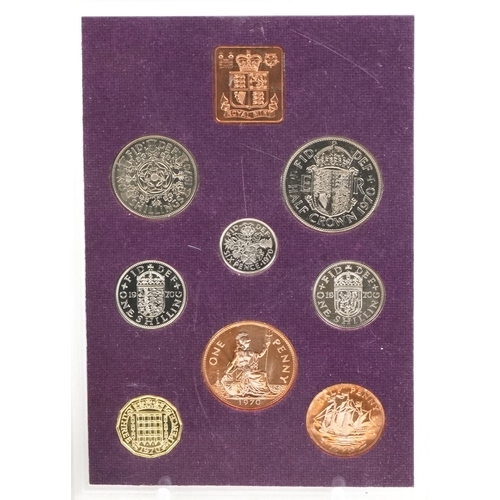 2438 - Six decimal proof coin sets including five pound coins dates 1983, 1986, 1993, 1997, 2000, 2006 and ... 