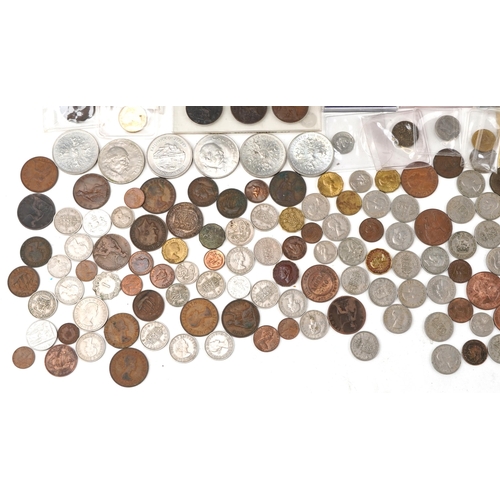 2445 - Large selection of mainly British coinage to include crowns, shillings, pennies, three George VI 195... 