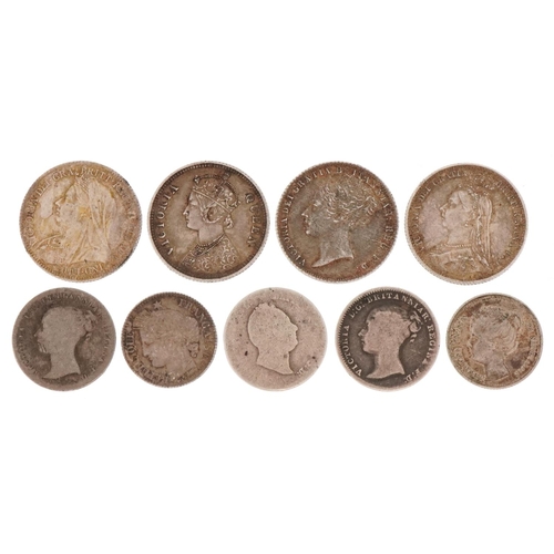 2397 - Early 19th century Victorian silver coinage comprising sixpences and fourpences dated from 1837-1901... 