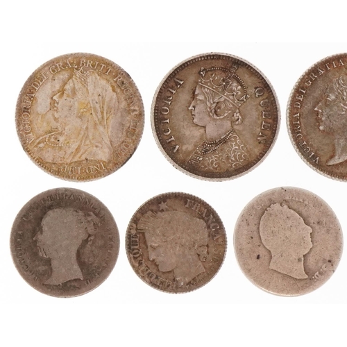 2397 - Early 19th century Victorian silver coinage comprising sixpences and fourpences dated from 1837-1901... 