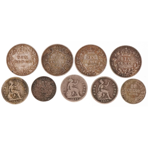 2397 - Early 19th century Victorian silver coinage comprising sixpences and fourpences dated from 1837-1901... 