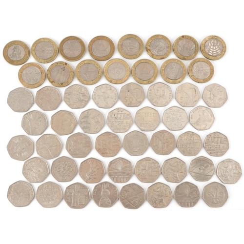 2417 - Selection of collectable fifty pence pieces including Peter Rabbit, Boy Scouts, Victoria Cross and a... 