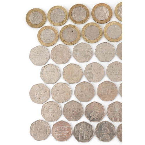 2417 - Selection of collectable fifty pence pieces including Peter Rabbit, Boy Scouts, Victoria Cross and a... 