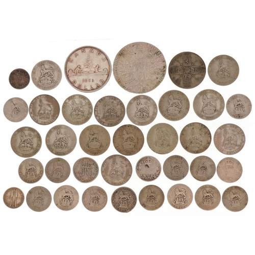 2419 - Silver coinage to include Canada 1953 one dollar, 1780 Maria Theresa thaler and British pre 1947 sil... 