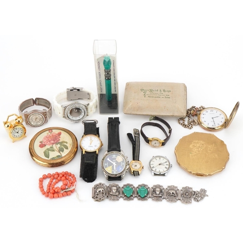 3554 - Jewellery, wristwatches and sundry items including ladies compacts, ladies Timex watch and Middle Ea... 