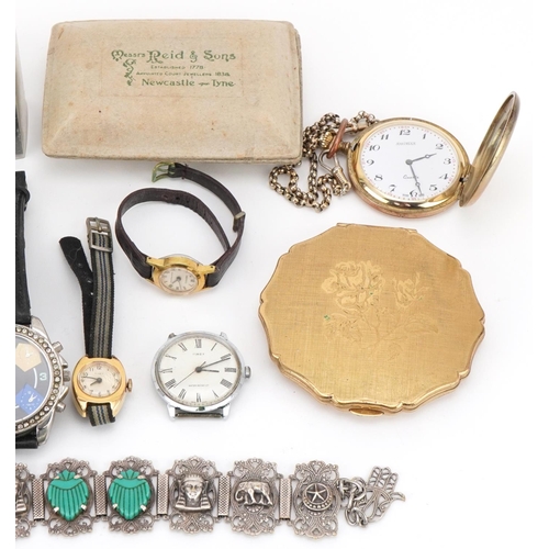 3554 - Jewellery, wristwatches and sundry items including ladies compacts, ladies Timex watch and Middle Ea... 