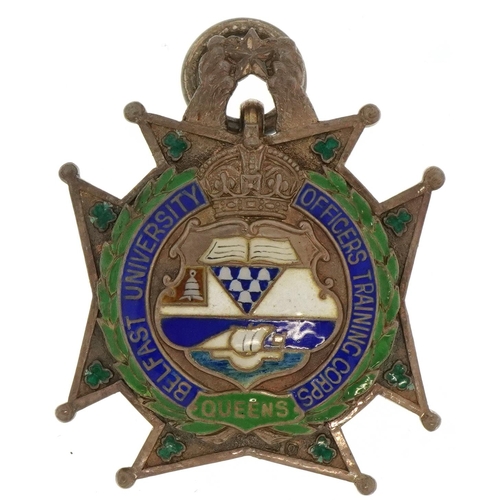 2549 - Military interest silver and enamel jewel for Excellent Work in Officer's Training Corps Belfast Uni... 