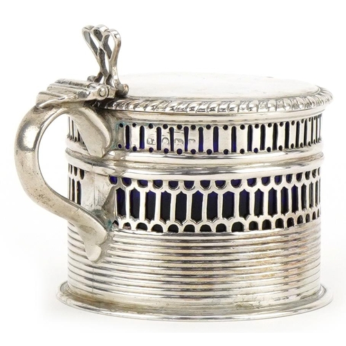 1077 - George III silver mustard with pierced and embossed body, indistinct maker's mark, London 1804, 7cm ... 