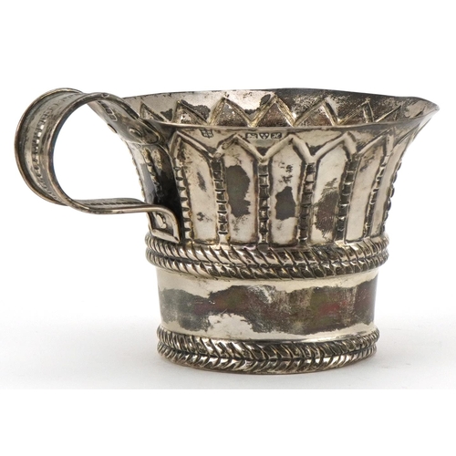 61 - George Nathan & Ridley Hayes, Arts & Crafts embossed silver cup, retailed by Dobson Piccadilly, Ches... 