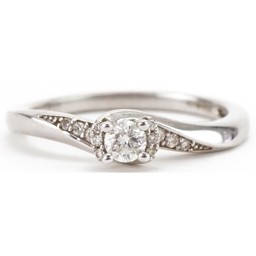 3039 - 9ct white gold diamond ring with diamond set shoulders, total diamond weight approximately 0.25 cara... 