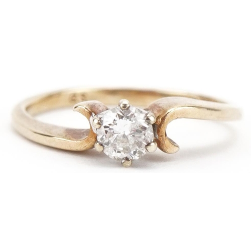 3369 - 9ct gold diamond solitaire ring, the diamond approximately 3.60mm in diameter, size F/G, 1.3g