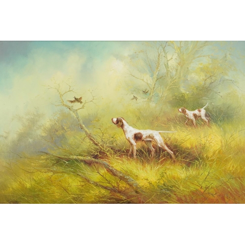 2152 - Kingman - Hunting dogs, pair of oil on canvases, contemporary mounted and framed in gilt frames, eac... 