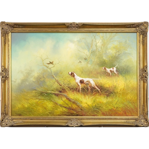 2152 - Kingman - Hunting dogs, pair of oil on canvases, contemporary mounted and framed in gilt frames, eac... 