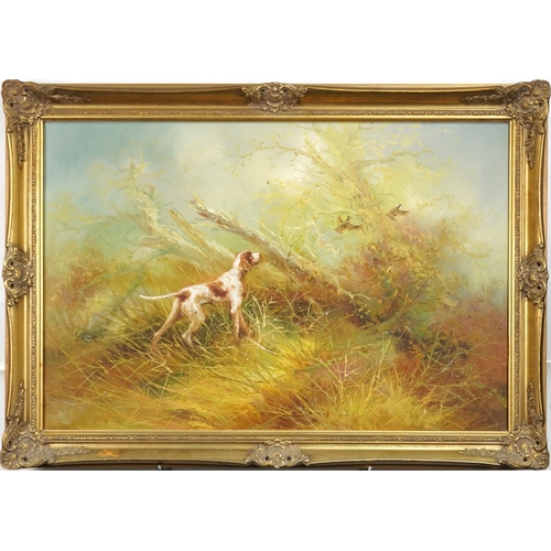 2152 - Kingman - Hunting dogs, pair of oil on canvases, contemporary mounted and framed in gilt frames, eac... 