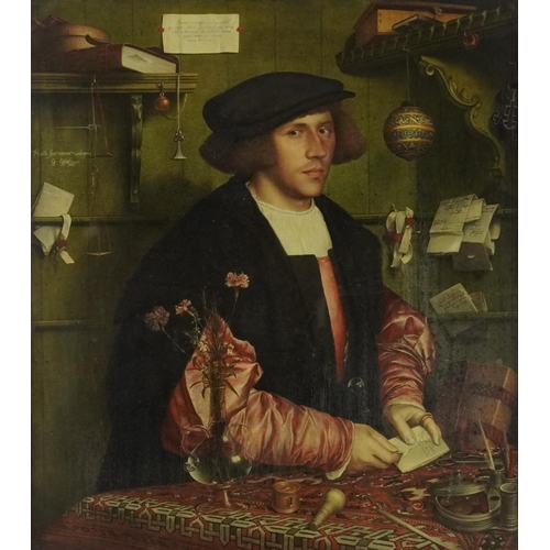 2270 - After Hans Holbein - Portrait of Georg Gisze a German Merchant, Victorian print, contemporary mounte... 