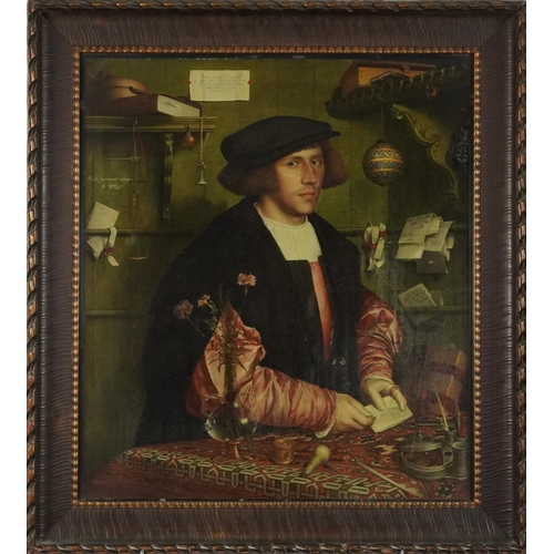 2270 - After Hans Holbein - Portrait of Georg Gisze a German Merchant, Victorian print, contemporary mounte... 