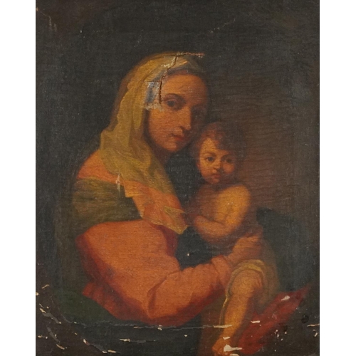 1236 - Mother and child, oil on canvas, contemporary framed, 43cm x 34cm