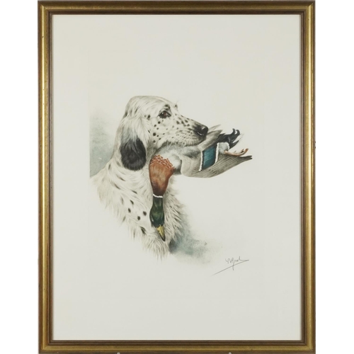 1388 - J B Ruel?  - Dogs with game birds, six prints, each contemporary mounted, framed and glazed, each 60... 