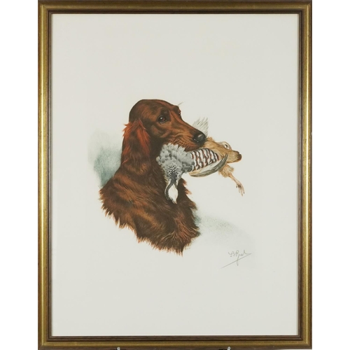 1388 - J B Ruel?  - Dogs with game birds, six prints, each contemporary mounted, framed and glazed, each 60... 