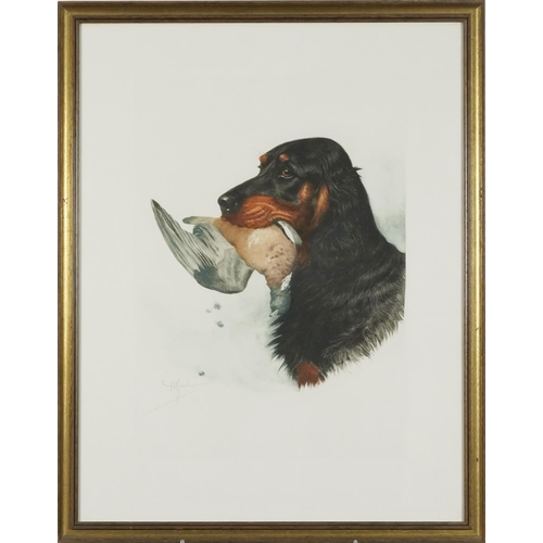 1388 - J B Ruel?  - Dogs with game birds, six prints, each contemporary mounted, framed and glazed, each 60... 