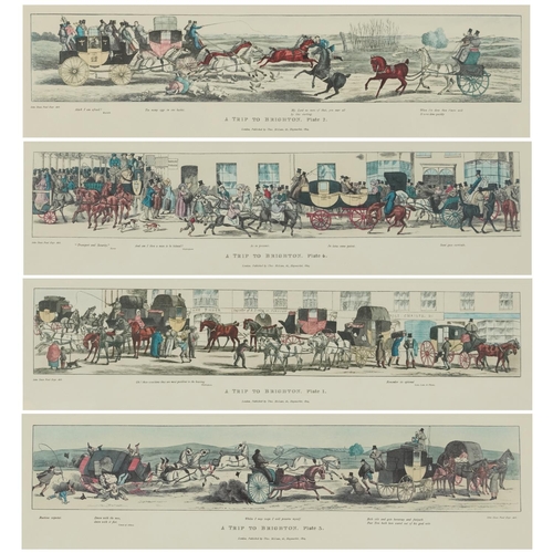 2269 - A Trip to Brighton, set of four coaching prints, mounted, framed and glazed, each 55cm x 10cm