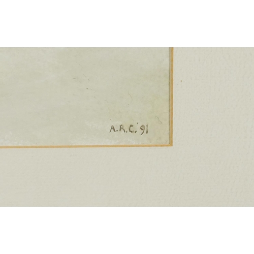 1234 - Anthony R Cooke - Burst Fender, (study number 3) watercolour, initialled and dated, contemporary mou... 