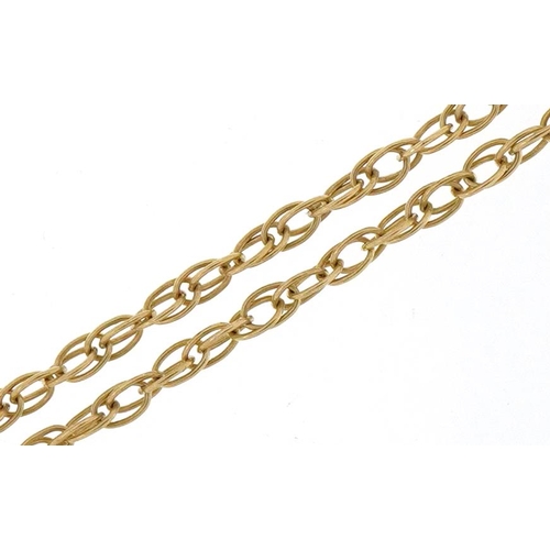 3074 - 9ct gold fine multi chain link necklace, 44cm in length, 1.5g