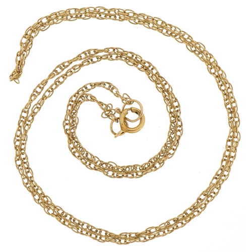 3074 - 9ct gold fine multi chain link necklace, 44cm in length, 1.5g