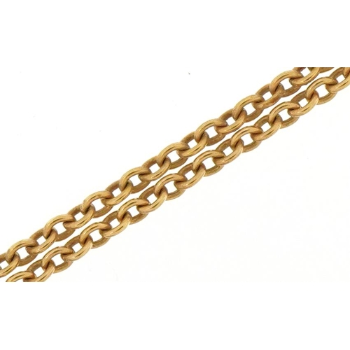 3054 - 9ct gold fine Belcher link necklace, 38cm in length, 2.1g