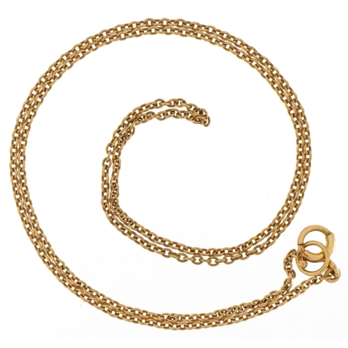 3054 - 9ct gold fine Belcher link necklace, 38cm in length, 2.1g