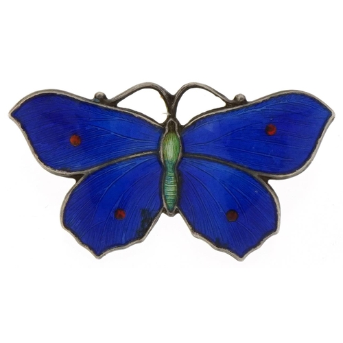 3178 - John Atkins & Sons, silver and guilloche enamel butterfly brooch, 3.2cm wide, 3.2g