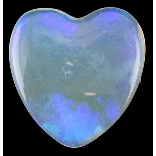 3363 - Carved opal in the form of a love heart, approximately 3.04 carat, 1.2cm high, 0.6g