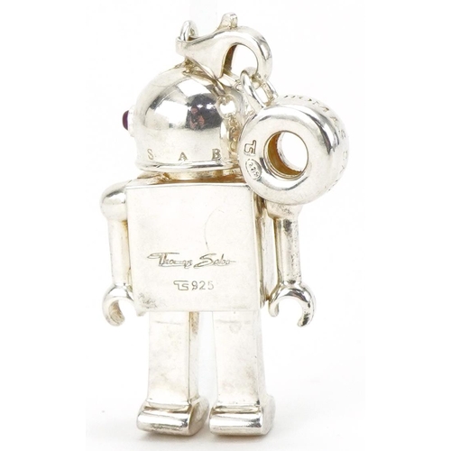 3161 - Thomas Sabo silver and enamel pendant/charm in the form of a robot set with rubies, black stones and... 