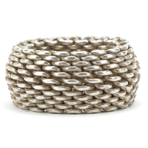 3503 - Tiffany & Co mesh link ring, size J, 8.8g