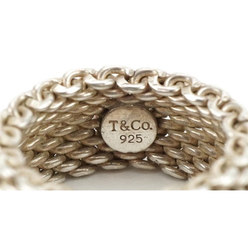 3503 - Tiffany & Co mesh link ring, size J, 8.8g