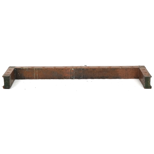 642 - Arts & Crafts stylized copper fire kerb, 134cm x 36cm