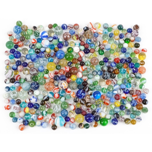 2315 - Collection of 19th century and later glass marbles, the largest 25mm in diameter