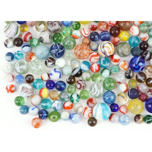 2315 - Collection of 19th century and later glass marbles, the largest 25mm in diameter