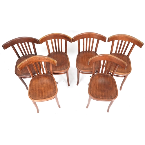 628 - Set of six early 20th century bentwood dining chairs by Fischel, 79cm H x 47cm W x 45cm D