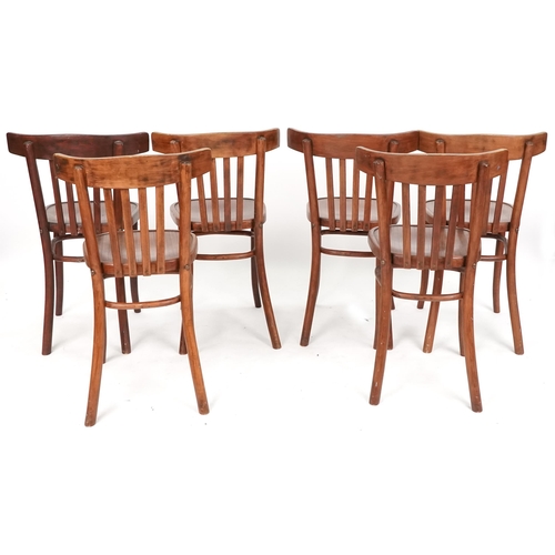 628 - Set of six early 20th century bentwood dining chairs by Fischel, 79cm H x 47cm W x 45cm D