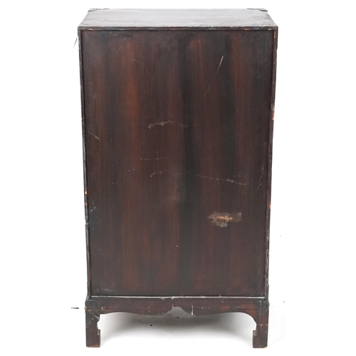 701 - Chinese softwood side cabinet, 20th century with geometric design, 102cm H x 58cm W x 39cm D