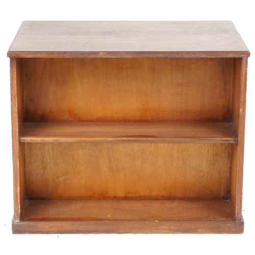 584 - 20th century Art Deco style oak low bookshelf stand, 60cm H x 73cm W x 52cm D