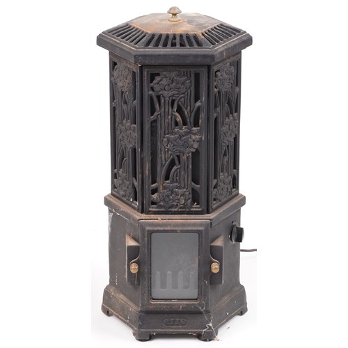 774 - Cast iron heater converted to electricity, 76cm high