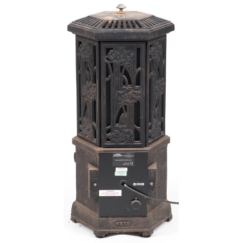 774 - Cast iron heater converted to electricity, 76cm high