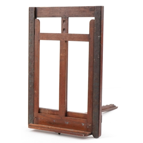 1378 - Victorian mahogany and brass artist's easel, 54cm x 36cm